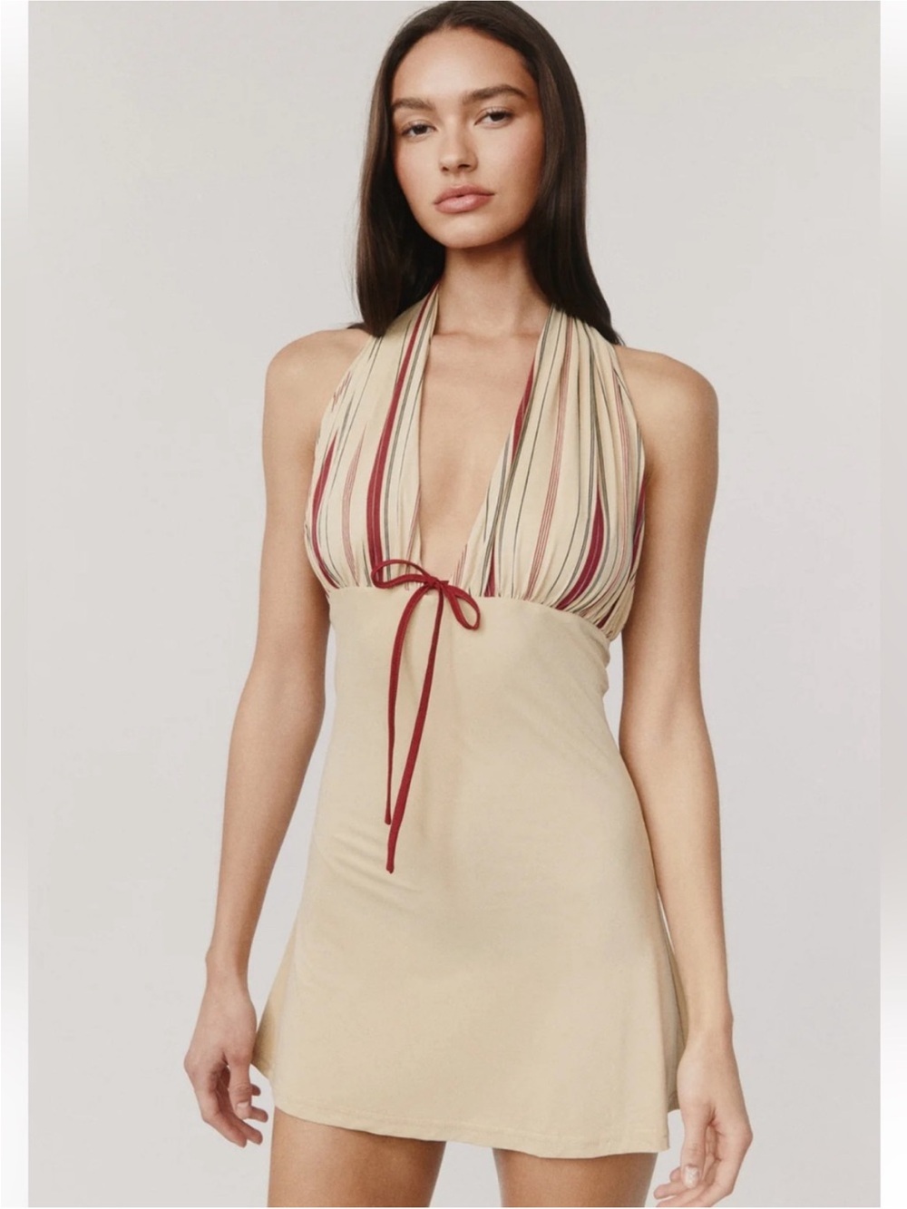 With Jean stripe halter mini dress NEW